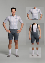 GREY PIXEL JERSEY + TITANIUM BIBS + WHITE/GREY SOCKS