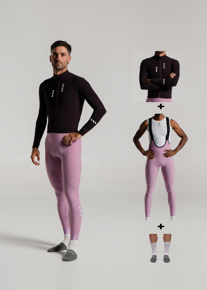 TECHNO LS JERSEY + DUSTY ORCHID LONG BIBS + MERINO SOCKS
