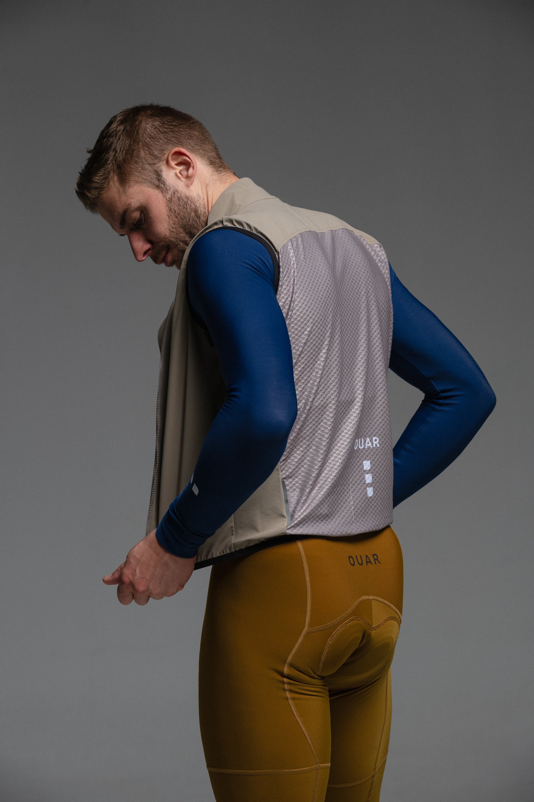 SAND GILET + DARK NIGHT JACKET + MARINO & RUBY NECK WARMERS