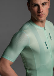 LIGHT GREEN JERSEY + TITANIUM BIBS + WHITE/GREY SOCKS