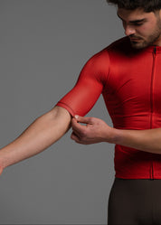 BURNT RED JERSEY + COCOA BIBS + WHITE/GREY SOCKS