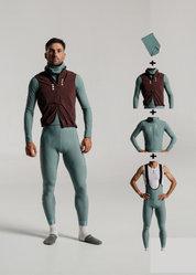 JUNGLE LS JERSEY + EUCALYPTO LONG BIBS + DARK OAK GILET + NECK WARMER