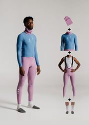 ELECTRO LS JERSEY + DUSTY ORCHID LONG BIBS + NECK WARMER + MERINO SOCKS
