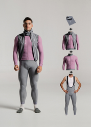 NEW WAVE LS JERSEY + ARTIC GREY LONG BIBS + MIST GILET + NECK WARMER
