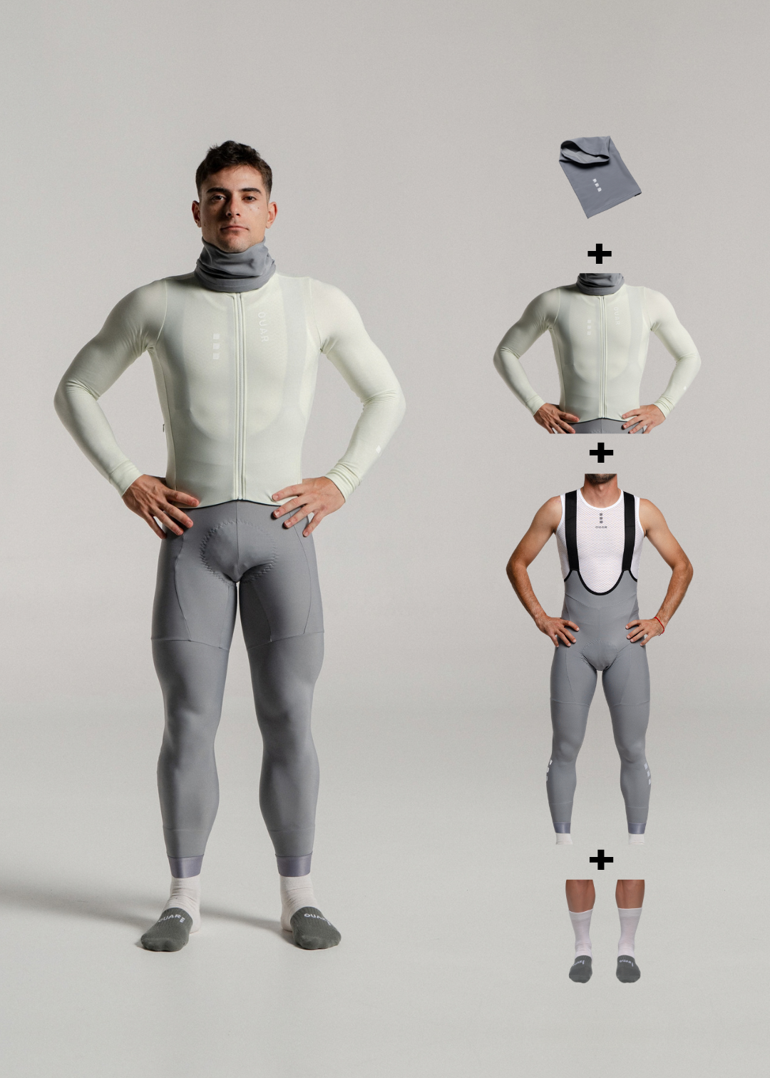 LOUNGE LS JERSEY + ARTIC GREY LONG BIBS + NECK WARMER + MERINO SOCKS