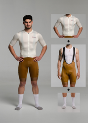 SAND JERSEY + TERROIR BIBS + WHITE/GREY SOCKS