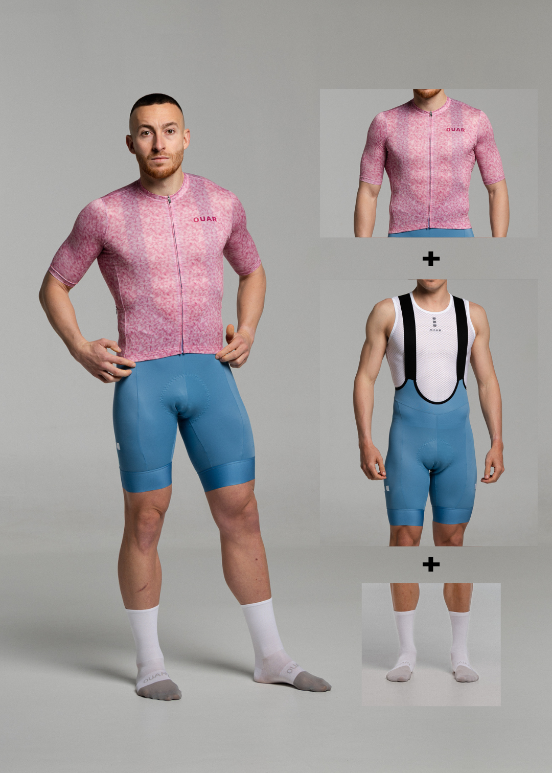 PINK PIXEL JERSEY+ SKYBLUE BIBS + WHITE/GREY SOCKS