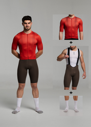 BURNT RED JERSEY + COCOA BIBS + WHITE/GREY SOCKS