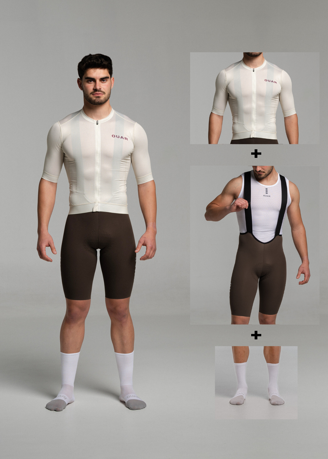 SAND JERSEY + COCOA BIBS + WHITE/GREY SOCKS