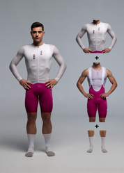 DIZZY WHITE LS JERSEY + ORCHID BIBS + WHITE/GREY SOCKS