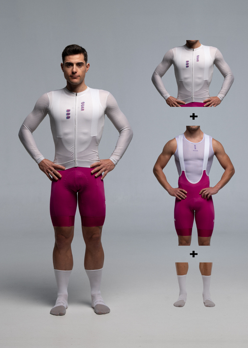 DIZZY WHITE LS JERSEY + ORCHID BIBS + WHITE/GREY SOCKS