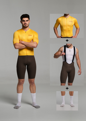 YOLK JERSEY + COCOA BIBS + WHITE/GREY SOCKS