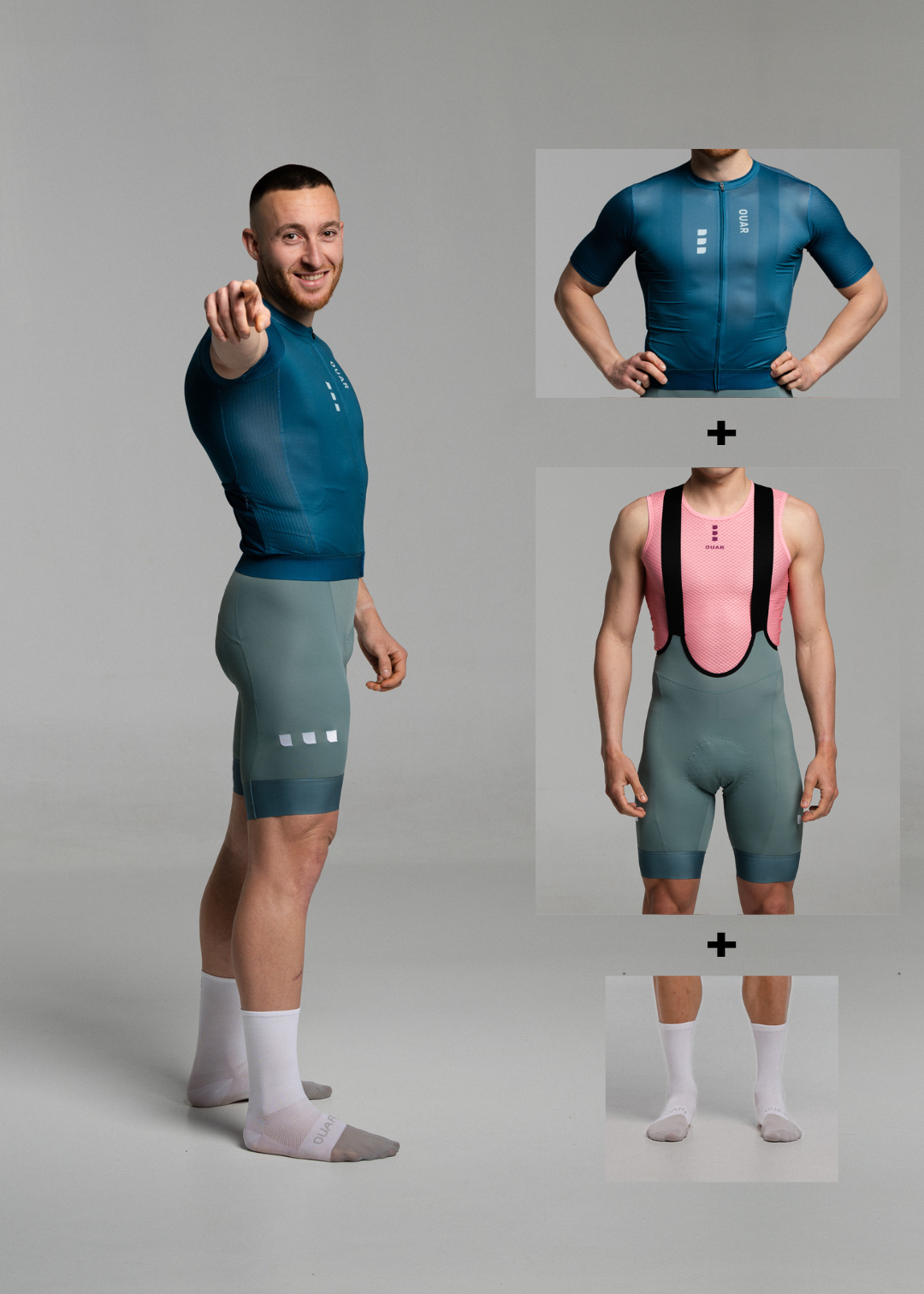 DARK TEAL JERSEY + EUCALYPTO BIBS + WHITE/GREY SOCKS