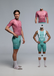DUSTY CHERRY JERSEY + AQUAMARINE BIBS + WHITE/GREY SOCKS