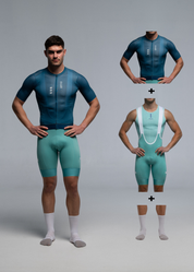 DARK TEAL JERSEY + AQUAMARINE BIBS + WHITE/AQUA SOCKS