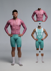 DUSTY CHERRY LS JERSEY + AQUAMARINE BIBS + WHITE/GREY SOCKS