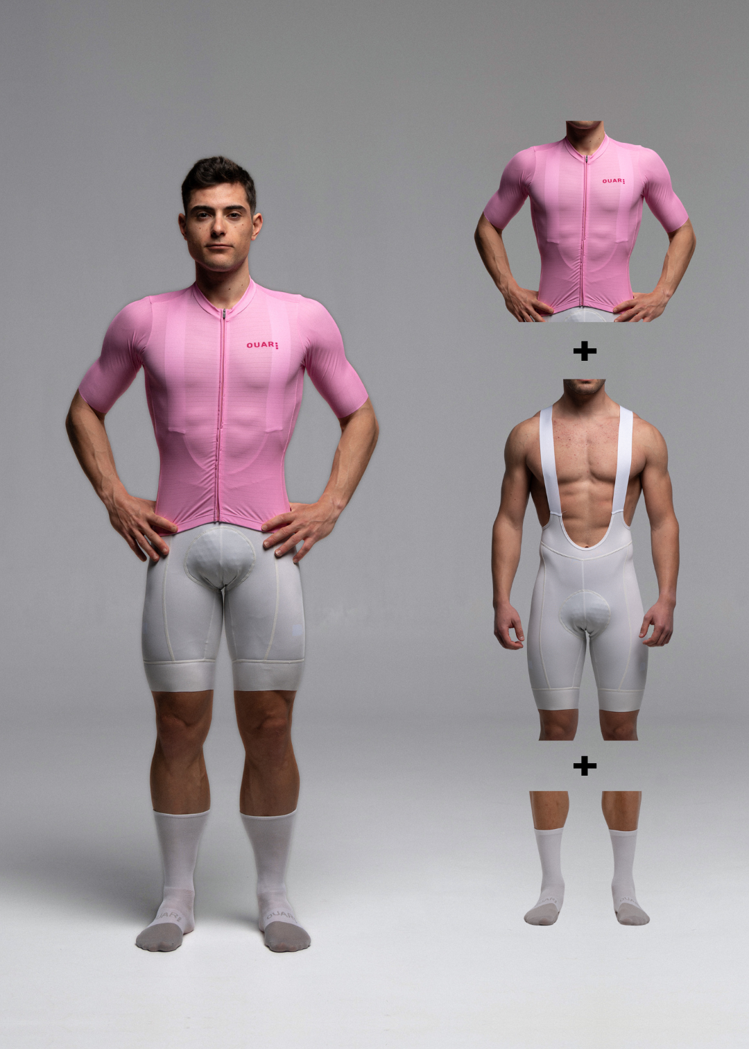 PINK JERSEY + OFF WHITE BIBS + WHITE/GREY SOCKS