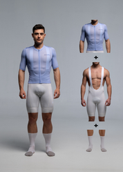 SAPPHIRE JERSEY + OFF WHITE BIBS + WHITE/GREY SOCKS