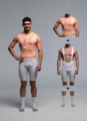 PEACH JERSEY + OFF WHITE BIBS + WHITE/GREY SOCKS