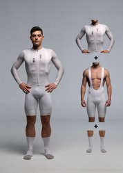 DIZZY WHITE LS JERSEY + OFF WHITE BIBS + WHITE/GREY SOCKS