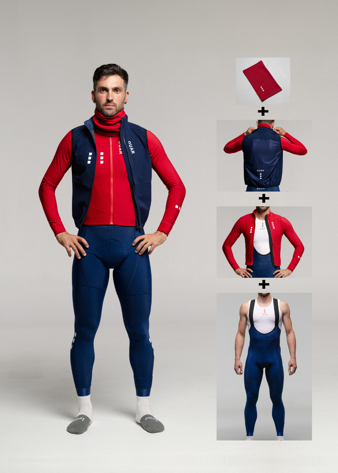 DISCO LS JERSEY + MARINO LONG BIBS + DARK NIGHT GILET + NECK WARMER