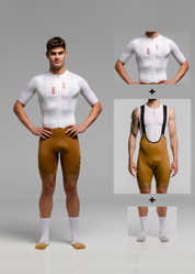 DIZZY WHITE JERSEY + TERROIR EVO BIBS + WHITE/AQUA SOCKS