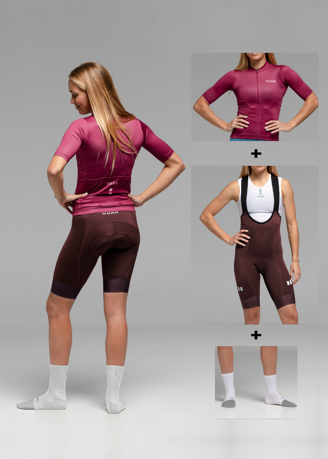 BURDEOS JERSEY + DARK BURDEOS BIBS + WHITE/GREY SOCKS
