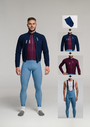 SOUL LS JERSEY + SKYBLUE LONG BIBS + DARK NIGHT JACKET + NECK WARMER