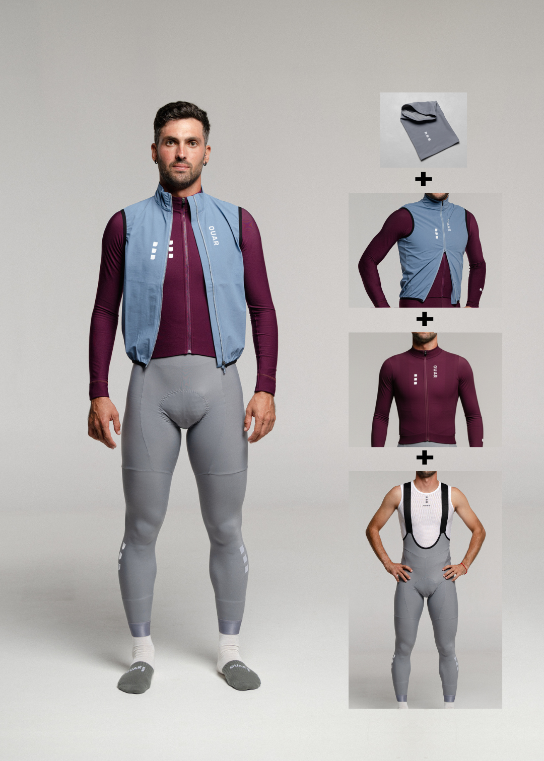 SOUL LS JERSEY + ARTIC GREY LONG BIBS + GLACIER GILET + NECK WARMER
