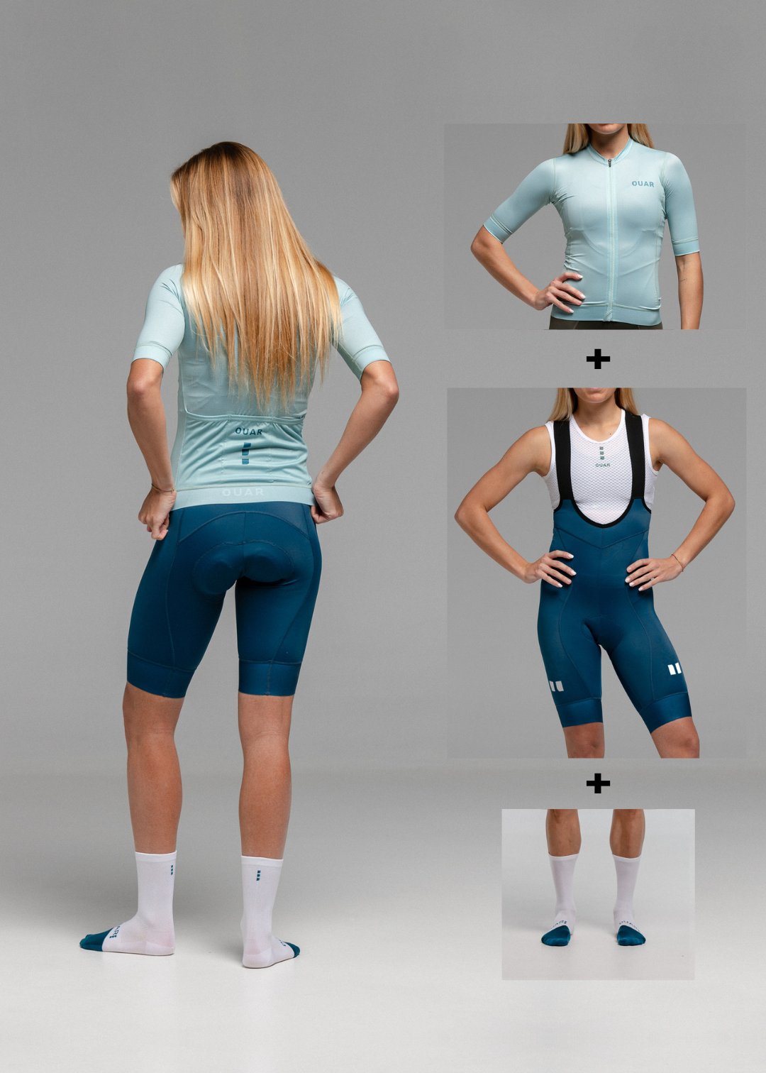 DUSTY MOSS JERSEY + AQUA BIBS + WHITE/AQUA SOCKS