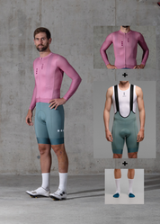 DUSTY CHERRY LS JERSEY + EUCALYPTO BIBS + WHITE/AQUA SOCKS