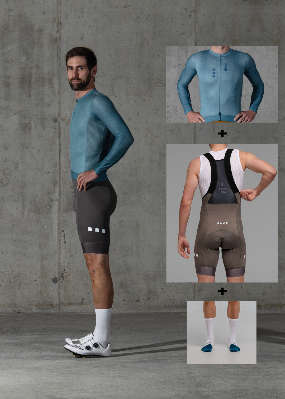 DUSTY MINT LS JERSEY + STONE BIBS + WHITE/AQUA SOCKS