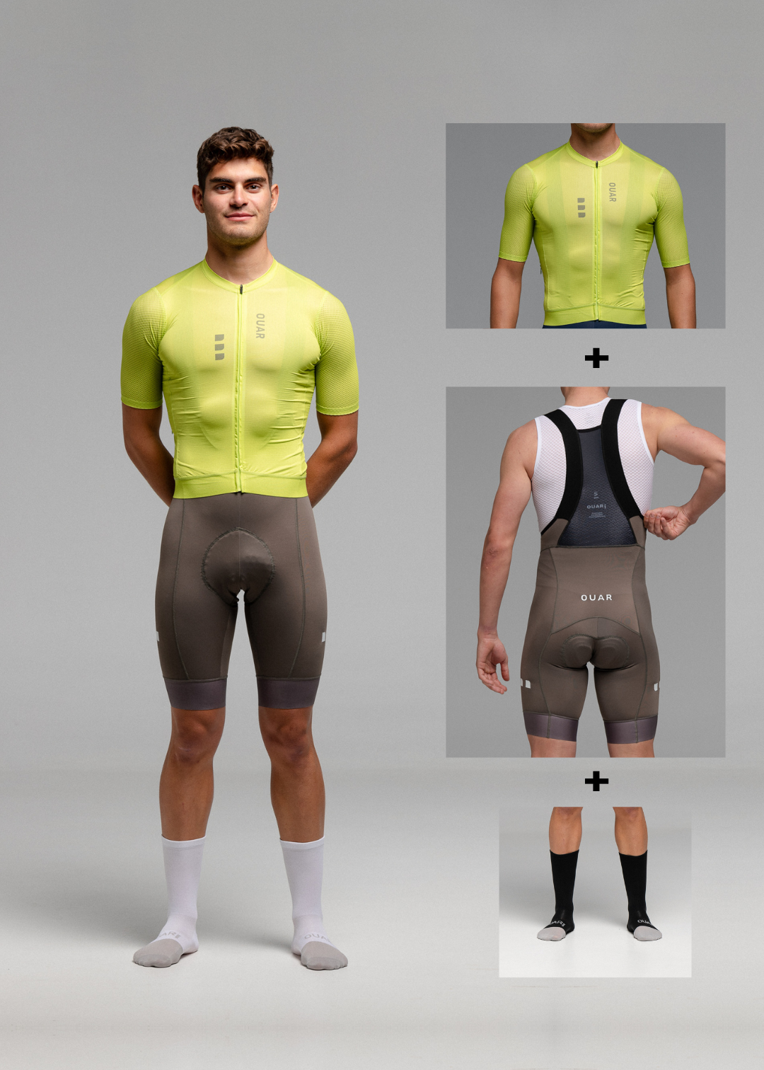 PISTACHIO JERSEY + STONE BIBS + BLACK/GREY SOCKS