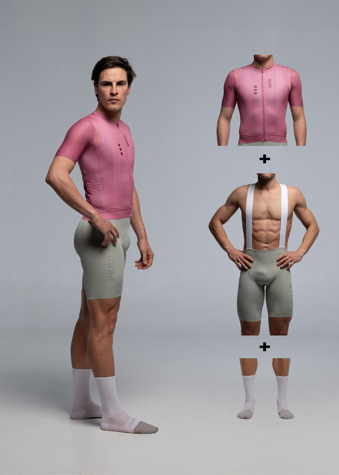 DUSTY CHERRY JERSEY + WARM GREY BIBS + WHITE/GREY SOCKS