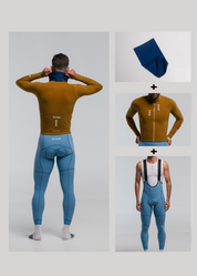 COUNTRY LS JERSEY + SKYBLUE LONG BIBS + MARINO NECK WARMER