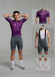 TRUE PURPLE JERSEY + TITANIUM BIBS + WHITE/GREY SOCKS