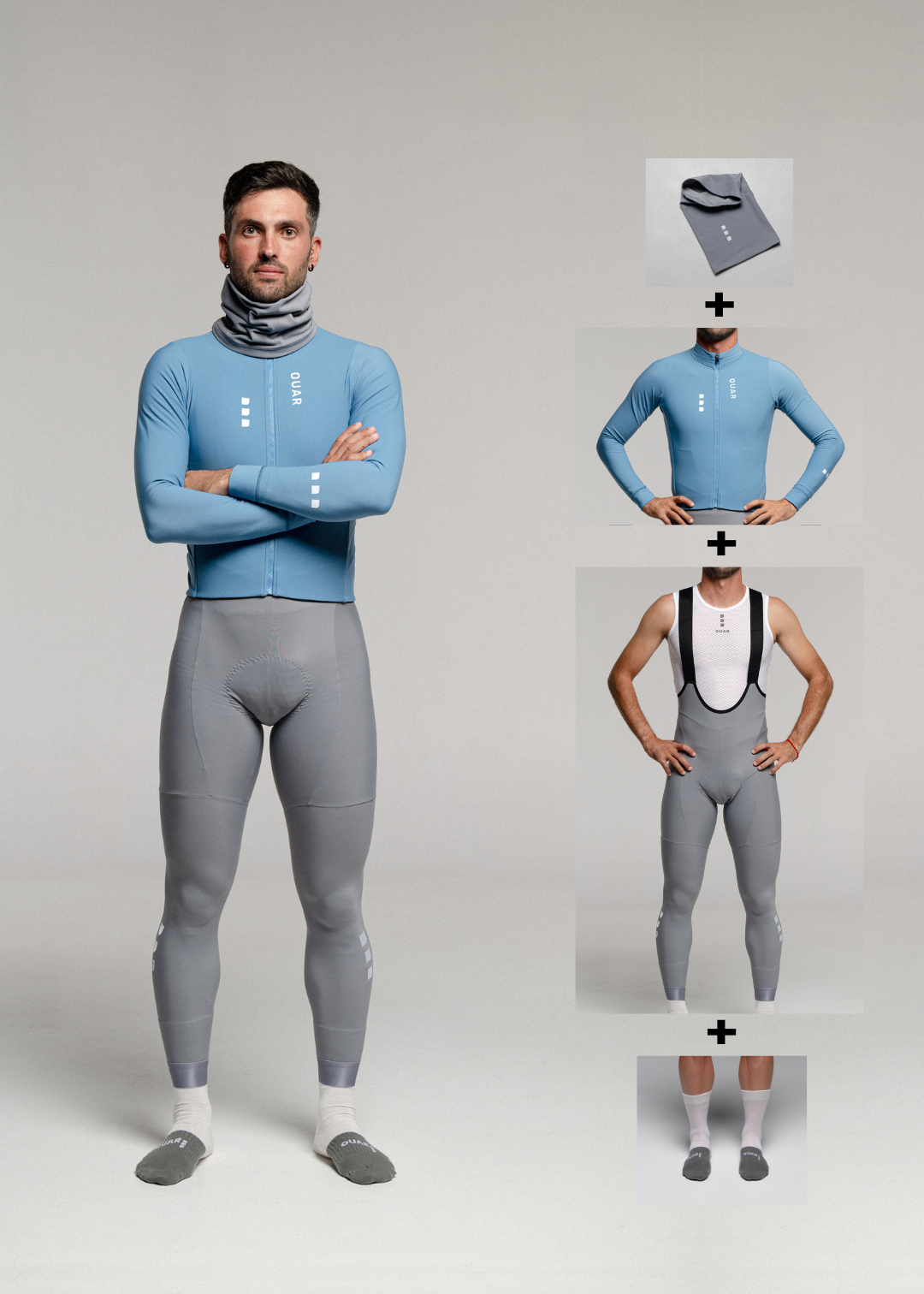 ELECTRO LS JERSEY + ARTIC GREY LONG BIBS + NECK WARMER + MERINO SOCKS