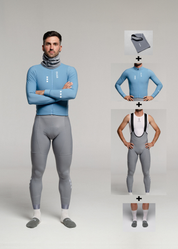 ELECTRO LS JERSEY + ARTIC GREY LONG BIBS + NECK WARMER + MERINO SOCKS