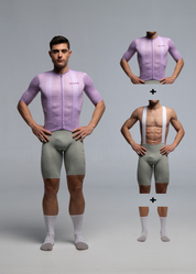 VIOLET JERSEY + WARM GREY BIBS + WHITE/GREY SOCKS