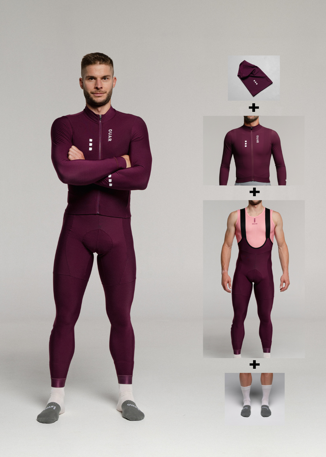 SOUL LS JERSEY + RIPE PLUM LONG BIBS + NECK WARMER + MERINO SOCKS