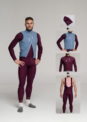 SOUL LS JERSEY + RIPE PLUM LONG BIBS + GLACIER GILET + NECK WARMER
