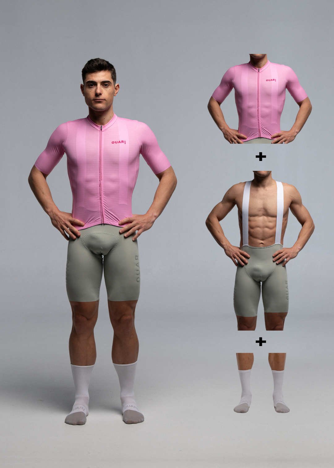 PINK JERSEY + WARM GREY BIBS + WHITE/GREY SOCKS