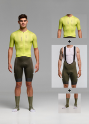 PISTACHIO JERSEY + WILD GREEN BIBS + WILD GREEN SOCKS