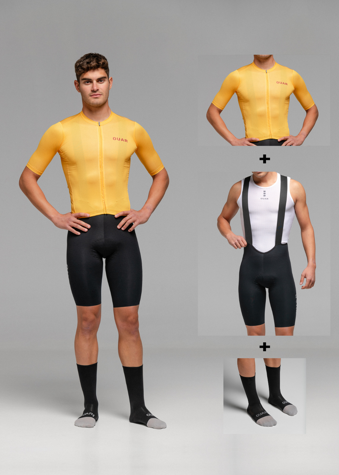 YOLK JERSEY + PURE BLACK AERYS BIBS + BLACK/GREY SOCKS