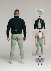 DEEP OCEAN JACKET + GREEN TEA LONG BIBS + NECK WARMER + MERINO SOCKS