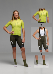 PISTACHIO JERSEY + WILD GREEN BIBS + WILD GREEN SOCKS