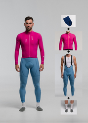 FUNK LS JERSEY + SKYBLUE LONG BIBS + NECK WARMER + MERINO SOCKS