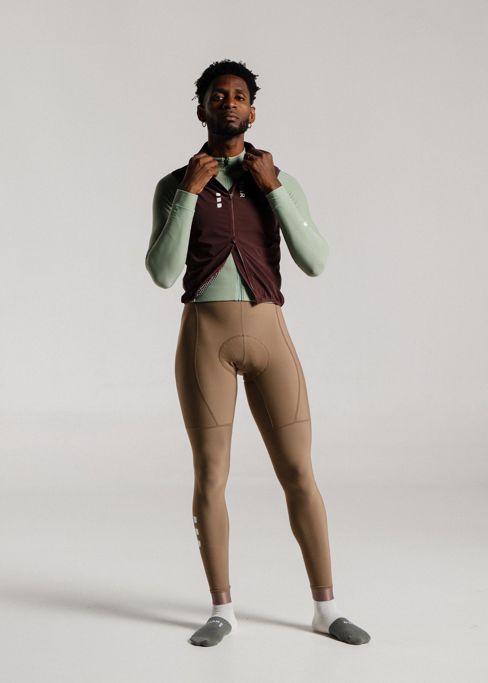 CHILL LS JERSEY + HAZEL LONG BIBS + DARK OAK GILET + NECK WARMER