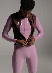 NEW WAVE LS JERSEY + DUSTY ORCHID LONG BIBS + DARK OAK GILET + NECK WARMER