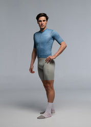 STEEL BLUE JERSEY + WARM GREY BIBS + WHITE/AQUA SOCKS